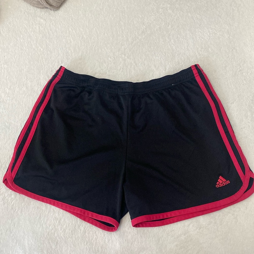 Adidas Track Shorts - Black With Pink Detailing - Medium (US 4)